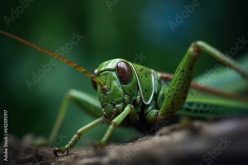 big green grasshopper on green leaf © Владимир Германович