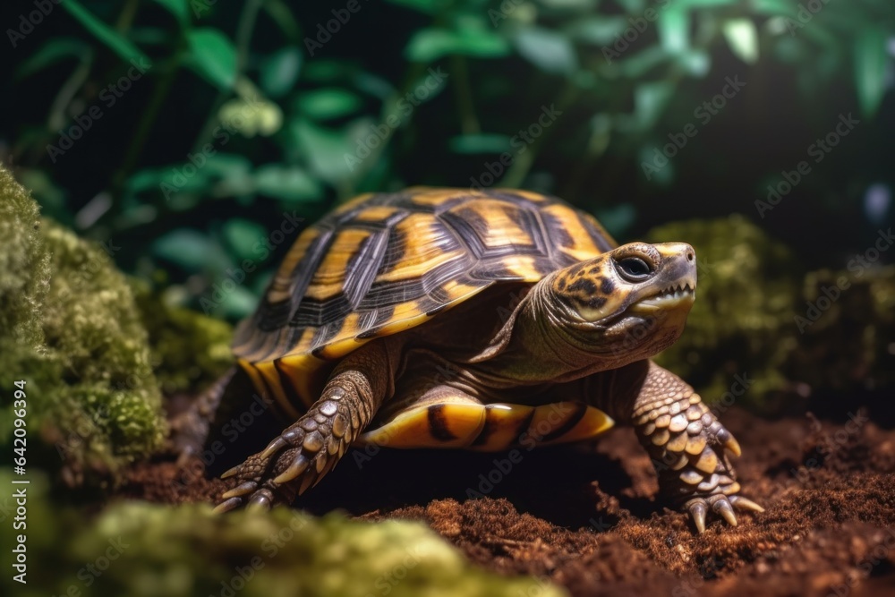 Obraz premium Leopard tortoise in Kruger national park, South Africa ; Specie Stigmochelys pardalis family of Testudinidae