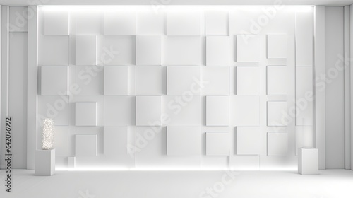 Beautiful light background mock-up for presentation with decorative white panels