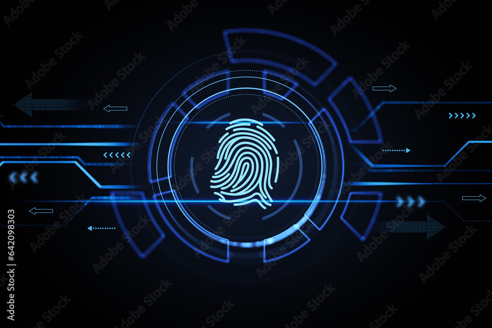 Fingerprint on dark background. Security concept. biometric id.