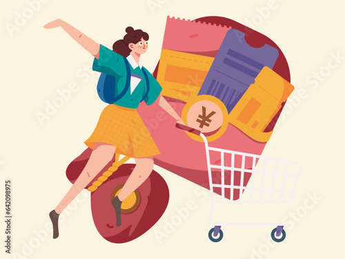 Festive Shopping E-Commerce Online Shopping People Flat Vector Concept Operation Hand Drawn Illustration