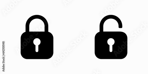 Locked and unlocked padlock icon. Vector clipart illustration.