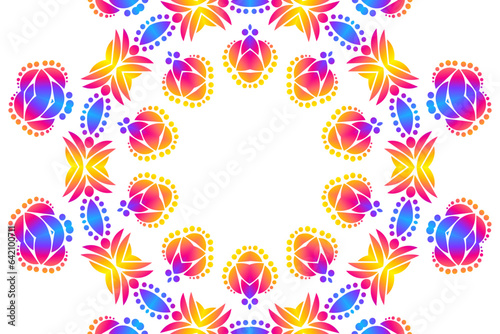 Beautiful colourful caleidoscope gradient flower art batik ethnic dayak borneo pattern background  © Ainur