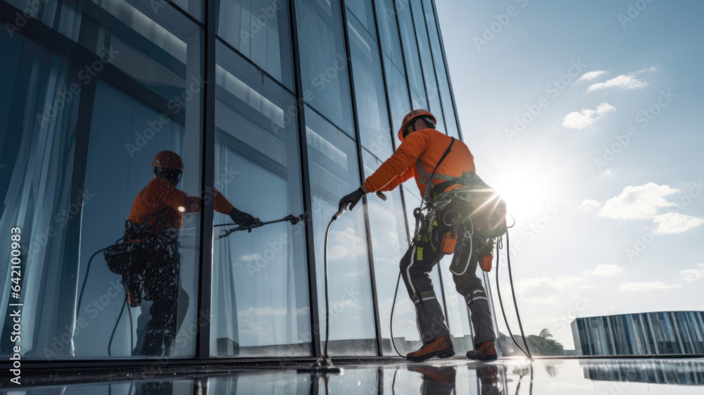 custom made wallpaper toronto digitalWorker washing windows in the office building