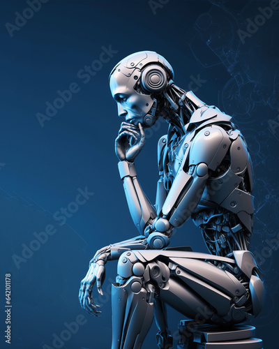 ai generated illustrution Robot,artificial inteligence thinkig about future