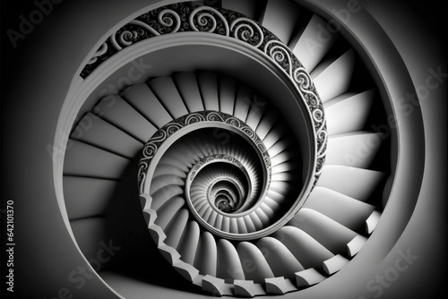 Spiraling Optical Illusion Staircase Creates Endless Realistic Effect in High-Resolution 8K Image photo