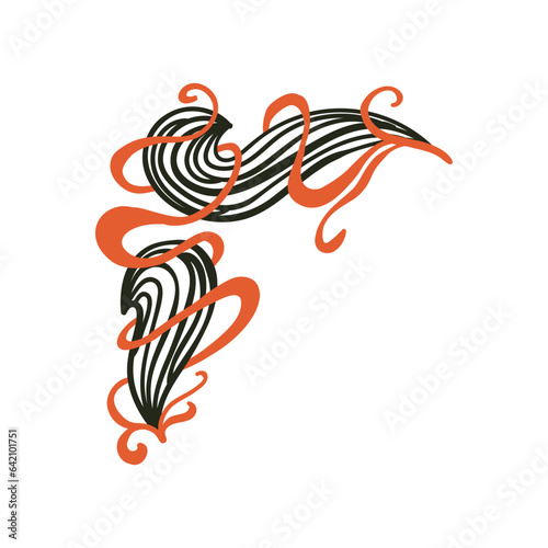 Hand drawn linear whimsical decoration. Vector isolated on white background.