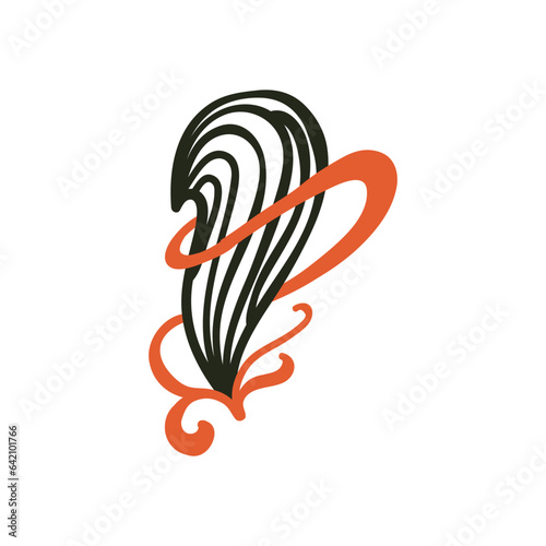 Linear whimsical decorative hand drawn shape. Vector isolated on white background.