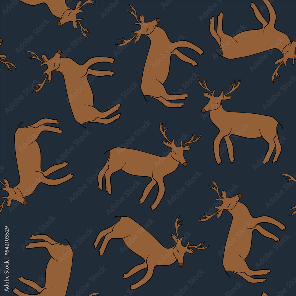 Vector isolated illustration of a pattern with deer. Vector isolated illustration of a pattern with deer.