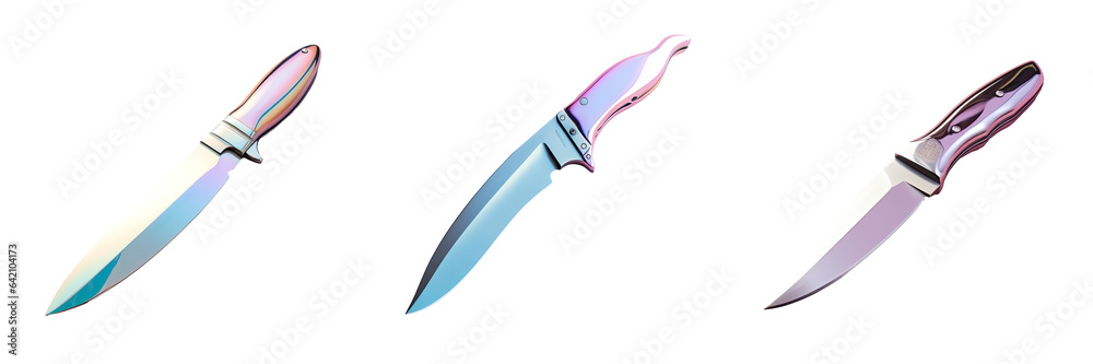 Obraz premium Isolated metallic knife with a silver hue against transparent background