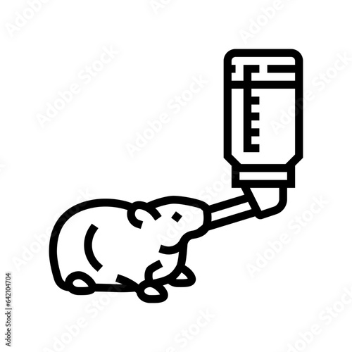 hamster drink water line icon vector. hamster drink water sign. isolated contour symbol black illustration
