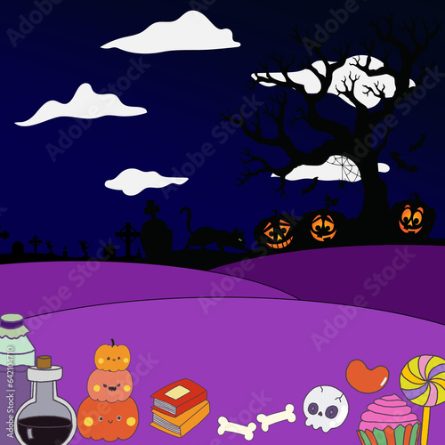 Halloween Witch and witchcraft cartoon drawing illustration doodle elements isolated character for sticker, emotion digital clipart