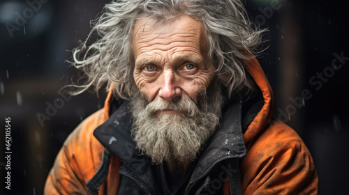 Homeless man on a city street
