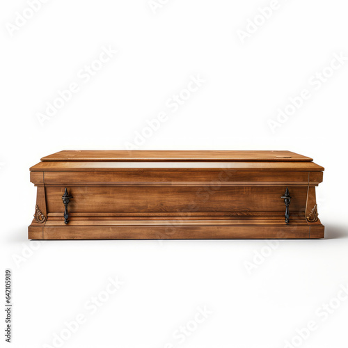wooden coffin isolated on white