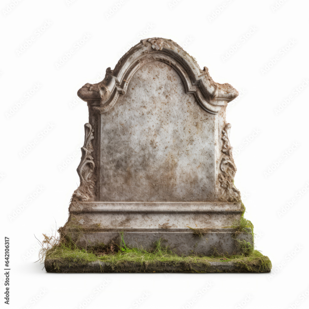 old tombstone isolated on white - obrazy, fototapety, plakaty 