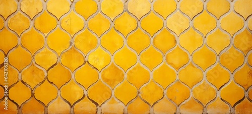 Abstract yellow mosaic tile wall texture background - Arabesque moroccan marrakech vintage retro ceramic tiles pattern
