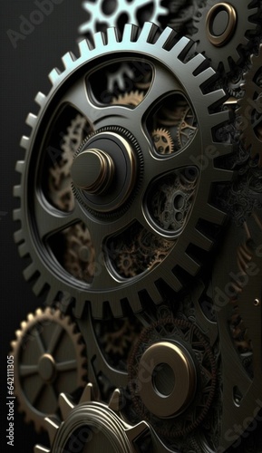 Realistic Artwork of Gears in Motion with Intricate Details