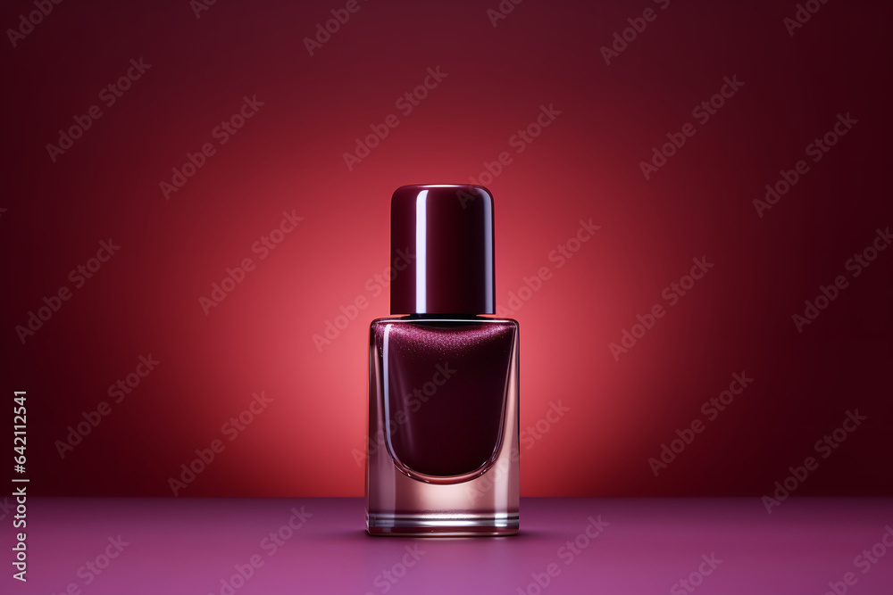 A single Solitary glamorous maroon nail polish on a maroon background A single Solitary glamorous maroon nail polish on a maroon background