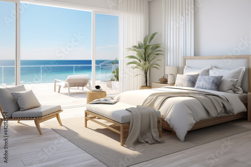 Coastal Beachy style with Ocean View bedroom  © Nate
