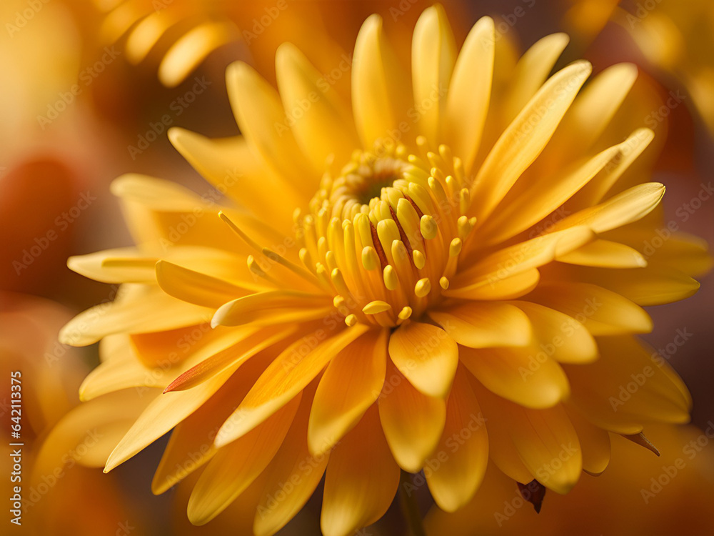 Closeup autumn yellow flower. Generative AI. Closeup autumn yellow flower. Generative AI.