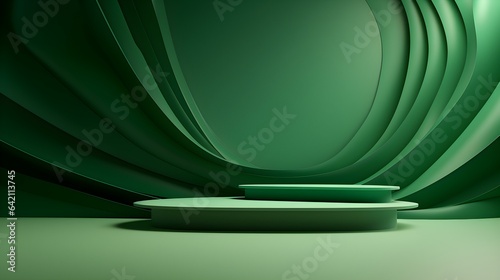 Modern Studio Background in green Colors. Elegant Room for Product Presentation
