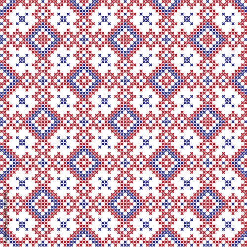 Embroidered cross-stitch ornament national pattern Ukrainian Slavic. SEAMLESS PATTERN. SEAMLESS WALLPAPER.