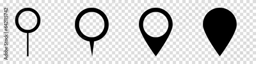 Set pin for map sign icon on a transparent background