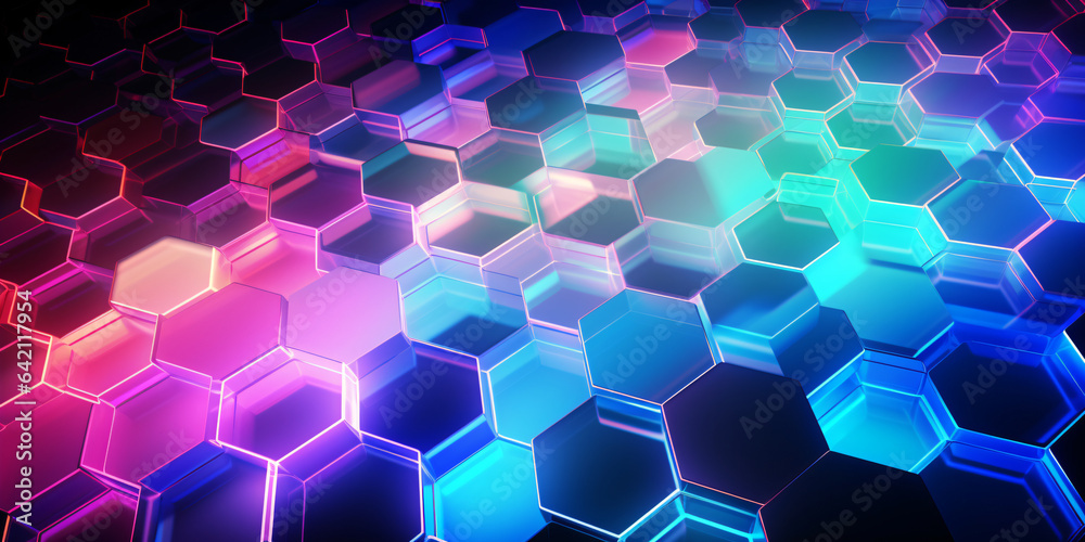 abstract background with neon glowing hexagons.
abstract background with neon glowing hexagons.