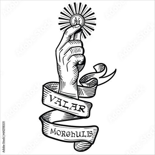 Canvas Print Valar morghulis vector tattoo