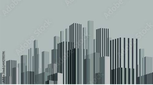 Smart building concept design for city illustration. Grey buildings. Graphic concept for your design. Can be used for print, design, websites, banners.