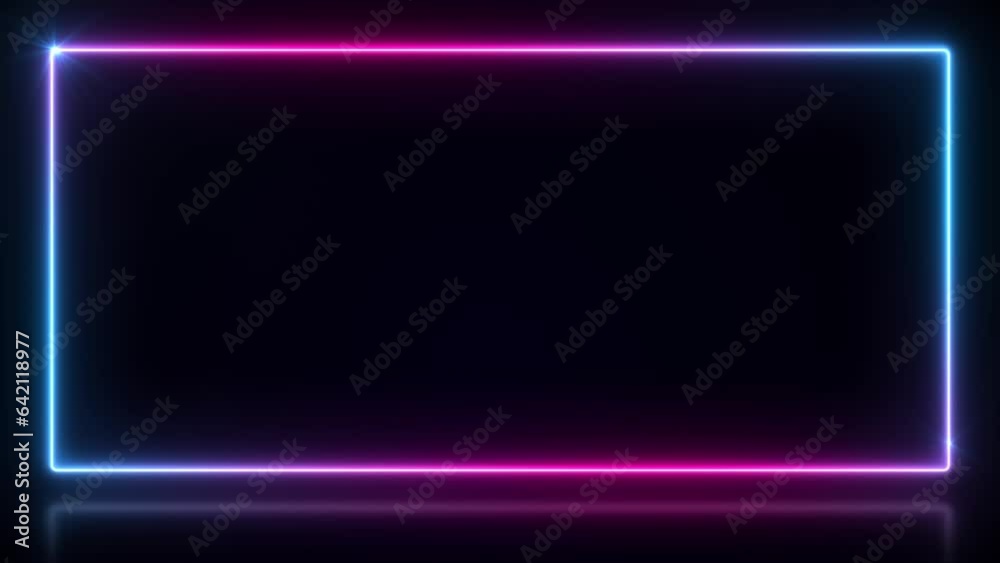 Animation of blue-pink neon square frame, rectangle shape, empty space, ultraviolet light, 80's retro style, fashion show stage, abstract background, illuminate frame design. Abstract cosmic vibrant Animation of blue-pink neon square frame, rectangle shape, empty space, ultraviolet light, 80's retro style, fashion show stage, abstract background, illuminate frame design. Abstract cosmic vibrant