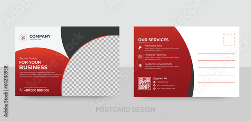 Creative red corporate business postcard design template