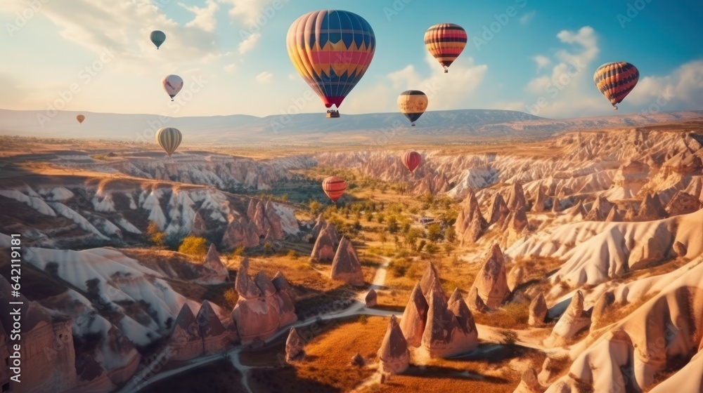 hot air balloon flying over region country