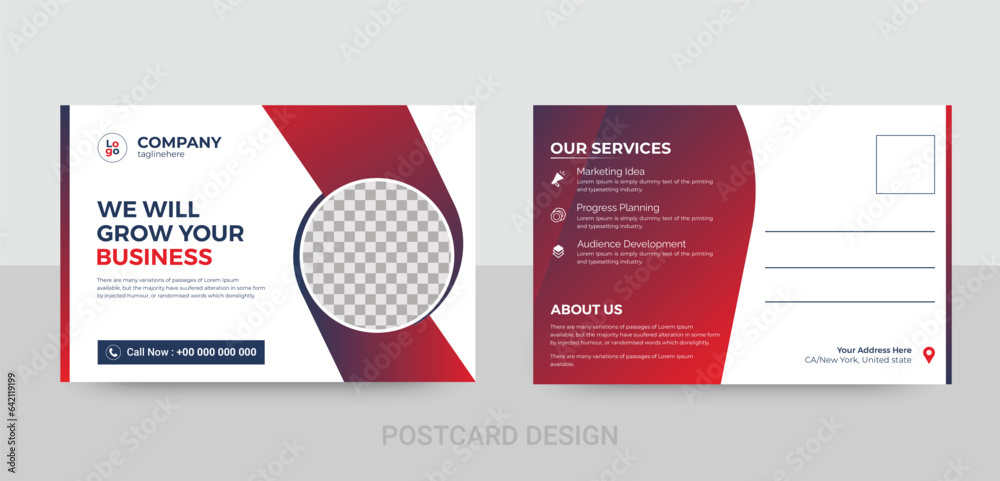 Real estate EDDM postcard template with red and black color for real estate business fully editable file	