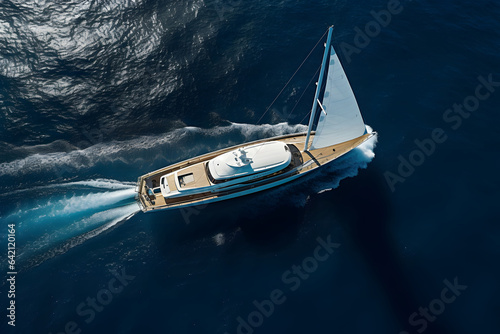 Luxury super yacht sailing in beautiful sea © Planetz