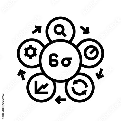 six sigma manufacturing engineer line icon vector. six sigma manufacturing engineer sign. isolated contour symbol black illustration