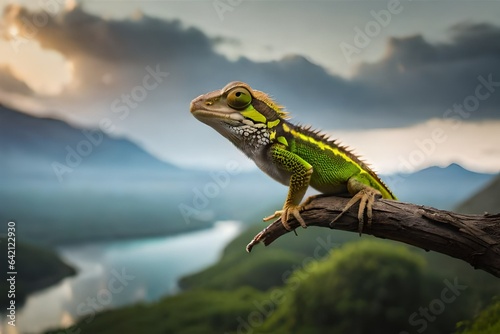 A a-small-lizard-sitting-on-top-of-a-tree-branch © Aniqa