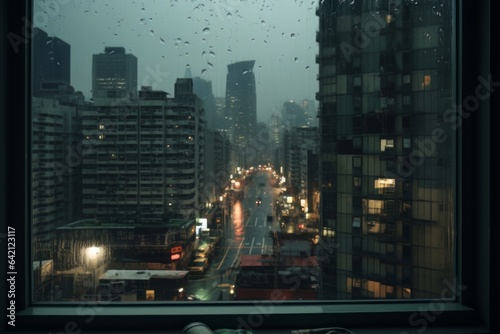  looking at rainy cityscape