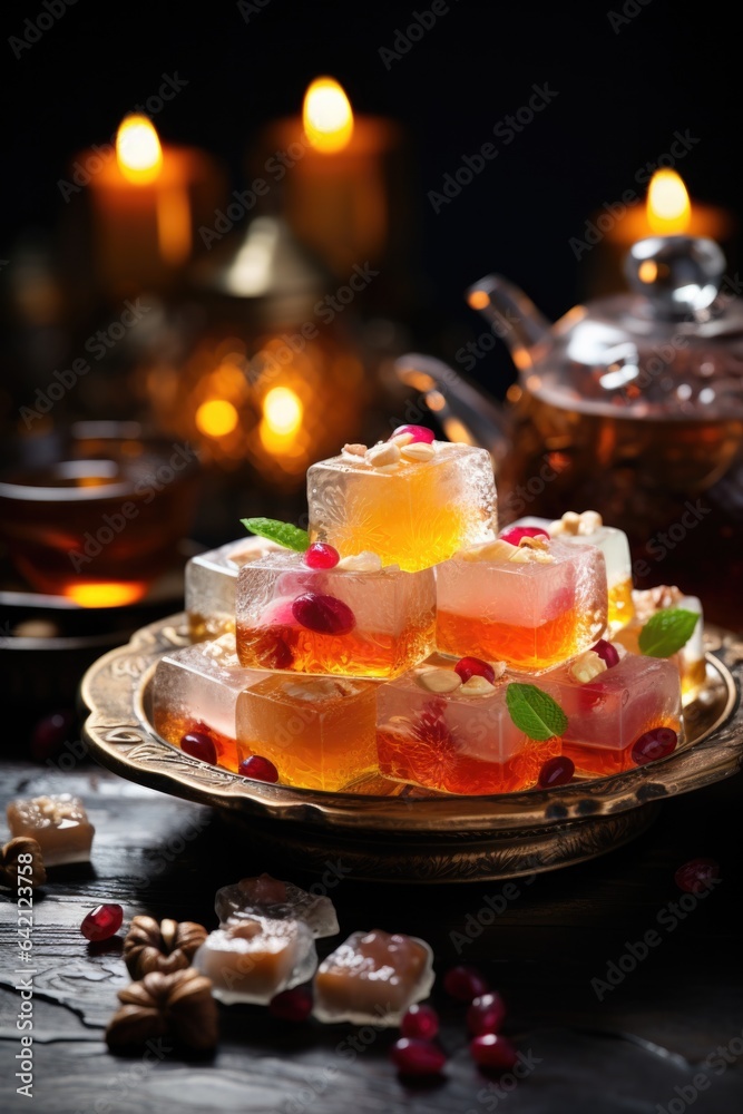 Oriental sweets with turkey tea 