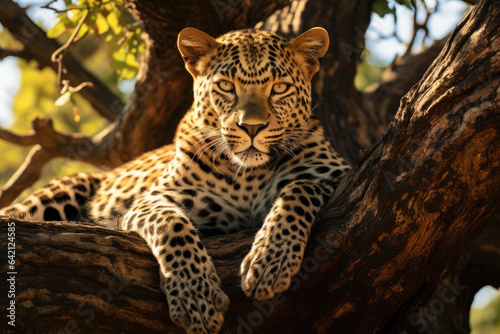The leopard lies on a tree © Veniamin Kraskov