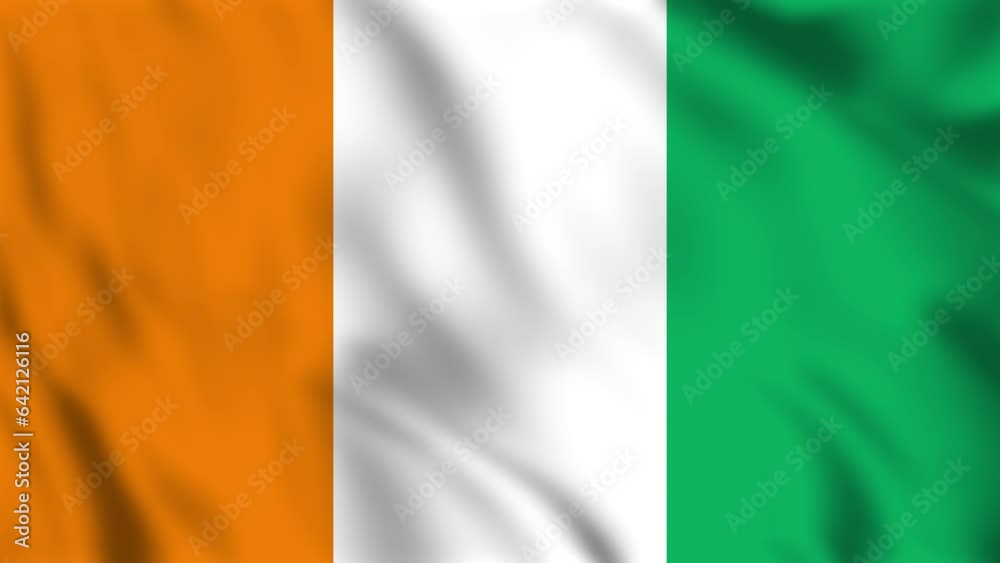 Looped background animation of the waving flag of Ivory Coast