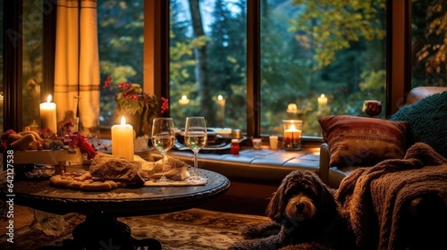 Fireside Tranquility: Enjoying Wine and the Company of a Furry Friend 