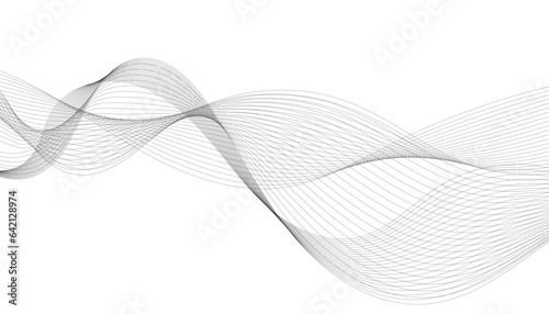 Abstract wave element for design. Digital frequency track equalizer. Stylized line art background. Vector illustration of wavy lines. Black and gray color.