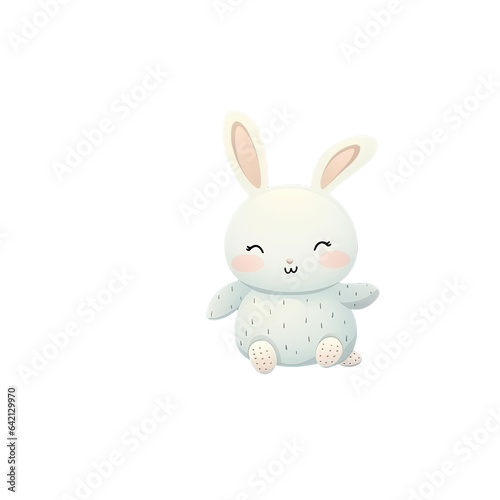 Children s illustration of a cute cartoon bunny with a crescent moon and yellow stars in a seamless pattern suitable for baby textiles print and wallpaper transparent background © 2rogan