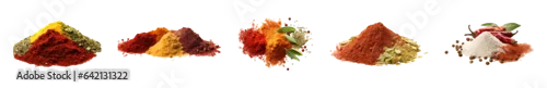 Obraz  z motywem Aromatic spices seasonings set powder isolated on transparent background