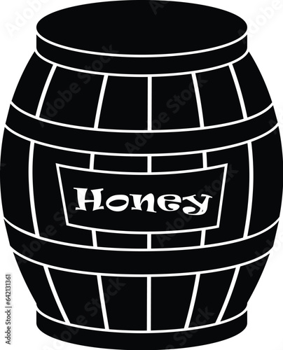Black and White Cartoon Vector Illustration of a Wooden Oak Barrel Keg of Honey