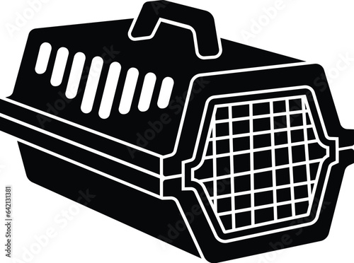 Black and White Cartoon Vector Illustration of a Cat Pet Carrier Carry Box