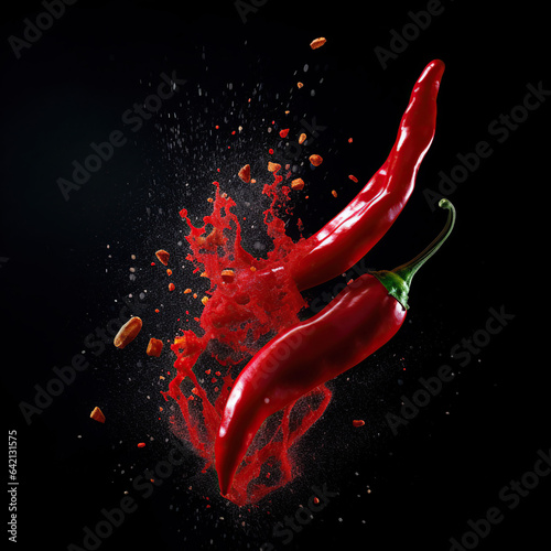 hot red chili pepper oil splash explosion 