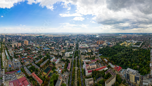 Krasnodar, Russia - August 27, 2020: Summer aerial view of the city. Red Street (Krasnaya)