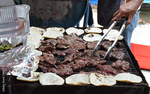 Carne asada al carbón y tortillas de maíz. Churrasco Guatemalteco. photo